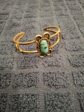 vintage Navajo Fred Harvey Era sterling silver and turquoise cuff bracelet.