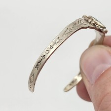 Rare Vintage Fred Harvey Era Navajo Turquoise Baby Cuff Bracelet Sterling Silver - Additional view 1