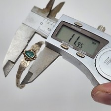 Rare Vintage Fred Harvey Era Navajo Turquoise Baby Cuff Bracelet Sterling Silver - Additional view 4