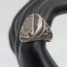 Vintage Fred Harvey Era Navajo Cigar Band Arrowhead Sterling Silver Ring sz 7.5 - Additional view 1