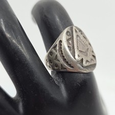 Vintage Fred Harvey Era Navajo Cigar Band Arrowhead Sterling Silver Ring sz 7.5 - Additional view 2