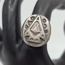 Vintage Fred Harvey Era Navajo Cigar Band Arrowhead Sterling Silver Ring sz 7.5