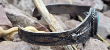 Early Fred Harvey Era Sterling Silver Turquoise Cuff Bracelet 6