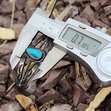 Early Fred Harvey Era Sterling Silver Turquoise Cuff Bracelet 6