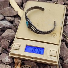 Early Fred Harvey Era Sterling Silver Turquoise Cuff Bracelet 6