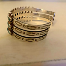 Vintage Turquoise Cuff Bracelet Fred Harvey Era Zuni Triple Row Snake Eyes 40g - Additional view 2