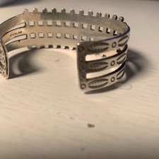 Vintage Turquoise Cuff Bracelet Fred Harvey Era Zuni Triple Row Snake Eyes 40g - Additional view 7