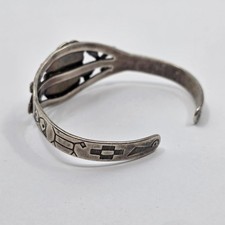 Early Fred Harvey Coin Silver Turquoise Navajo Cuff Bracelet Small SIze - Additional view 2