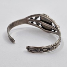 Early Fred Harvey Coin Silver Turquoise Navajo Cuff Bracelet Small SIze - Additional view 4