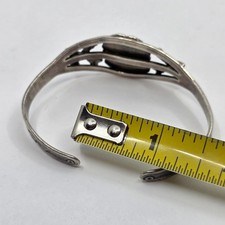 Early Fred Harvey Coin Silver Turquoise Navajo Cuff Bracelet Small SIze - Additional view 6