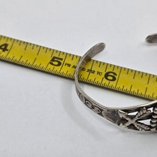 Early Fred Harvey Coin Silver Turquoise Navajo Cuff Bracelet Small SIze - Additional view 7