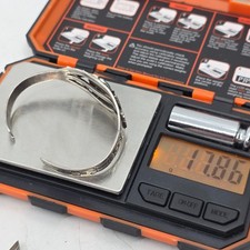 Early Fred Harvey Coin Silver Turquoise Navajo Cuff Bracelet Small SIze - Additional view 8