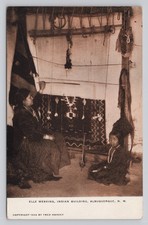 Elle of Ganado Weaving Indian Building Albuquerque NM c1904 Fred Harvey Postcard