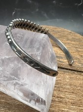 VTG 925 Sterling Silver Fred Harvey Era Zuni Small Dome Row Bracelet - Additional view 6