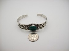 Vintage Navajo Fred Harvey Era Turquoise Sterling Silver Bracelet - Additional view 16