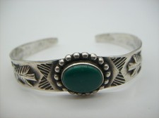 Vintage Navajo Fred Harvey Era Turquoise Sterling Silver Bracelet - Additional view 4