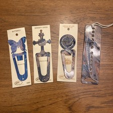 Lot Of 4 Metal Enamel Bookmarks Tazart, Fred Harvey Circle Of Life, Cross,