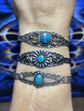 Fred Harvey Era Sterling Silver Turquoise Cuff Lot