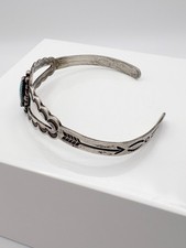 Vintage 1930s Fred Harvey Era Turquoise Silver Native American Cuff Bracelet - Additional view 2