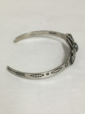 Fred Harvey Era Thunderbird Sterling Silver Turquoise Childs Cuff Bracelet - Additional view 3