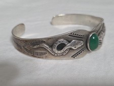 Vintage Navajo Fred Harvey Turquoise Snake Arrow Sterling Silver Cuff Bracelet - Additional view 13