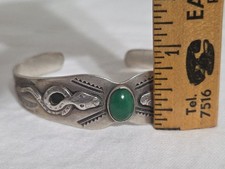 Vintage Navajo Fred Harvey Turquoise Snake Arrow Sterling Silver Cuff Bracelet - Additional view 15
