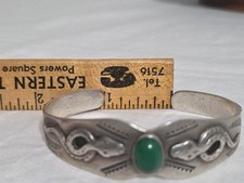 Vintage Navajo Fred Harvey Turquoise Snake Arrow Sterling Silver Cuff Bracelet - Additional view 16