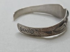 Vintage Navajo Fred Harvey Turquoise Snake Arrow Sterling Silver Cuff Bracelet  - Additional view 5