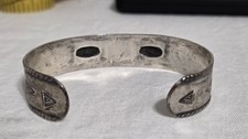 Vintage Fred Harvey Era Navajo Stamped Sterling Turquoise Cuff Bracelet 1940's - Additional view 3