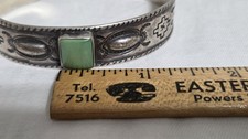 Vintage Fred Harvey Era Navajo Stamped Sterling Turquoise Cuff Bracelet 1940's - Additional view 8