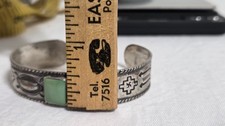 Vintage Fred Harvey Era Navajo Stamped Sterling Turquoise Cuff Bracelet 1940's - Additional view 9