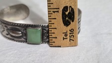 Vintage Fred Harvey Era Navajo Stamped Sterling Turquoise Cuff Bracelet 1940's - Additional view 10