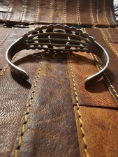 Vintage Fred Harvey Era Navajo Sterling Silver Cuff Bracelet – 22g Hand Stamped - Additional view 3