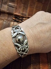 Vintage Fred Harvey Era Navajo Sterling Silver Cuff Bracelet – 22g Hand Stamped - Additional view 4