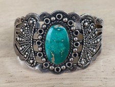 Vintage Fred Harvey Era Navajo Sterling Silver Royston Turquoise Bracelet