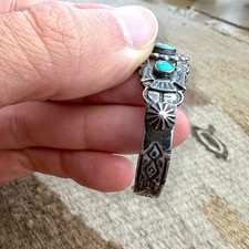 VTG Fred Harvey Era Navajo Double Thunderbird Turquoise Cuff Sterling Bracelet - Additional view 14