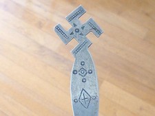 Whirling Log GOOD LUCK Hand Stamp Sterling Silver Spoon Indian Fred Harvey Era - Additional view 1