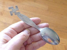 Whirling Log GOOD LUCK Hand Stamp Sterling Silver Spoon Indian Fred Harvey Era - Additional view 3