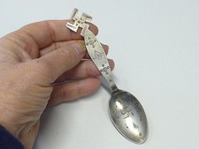Whirling Log GOOD LUCK Hand Stamp Sterling Silver Spoon Indian Fred Harvey Era