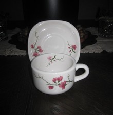 SYRACUSE BERKLEY CHERRY BLOSSOM CUP&SAUCER SETS~FRED HARVEY~ 4 CUPS~6 SAUCERS