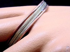 Fred Harvey Era Vtg Copper Silver Southwestern Design Slim Cuff Bracelet