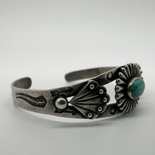 VTG Fred Harvey Era Navajo Sterling Silver Turquoise Cuff Bracelet 16.9g #gcc - Additional view 4