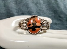 1900s Native American Sterling Silver Petrified Wood Cuff Bracelet Fred Harvey - Additional view 1