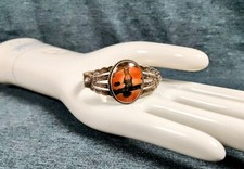 1900s Native American Sterling Silver Petrified Wood Cuff Bracelet Fred Harvey - Additional view 2