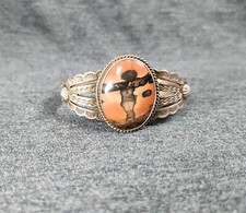 1900s Native American Sterling Silver Petrified Wood Cuff Bracelet Fred Harvey - Additional view 11