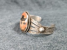 1900s Native American Sterling Silver Petrified Wood Cuff Bracelet Fred Harvey - Additional view 12