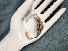 1900s Native American Sterling Silver Petrified Wood Cuff Bracelet Fred Harvey - Additional view 3