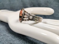 1900s Native American Sterling Silver Petrified Wood Cuff Bracelet Fred Harvey - Additional view 4