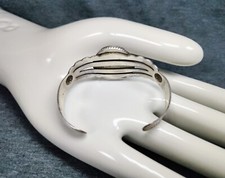 1900s Native American Sterling Silver Petrified Wood Cuff Bracelet Fred Harvey - Additional view 6