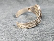 1900s Native American Sterling Silver Petrified Wood Cuff Bracelet Fred Harvey - Additional view 9